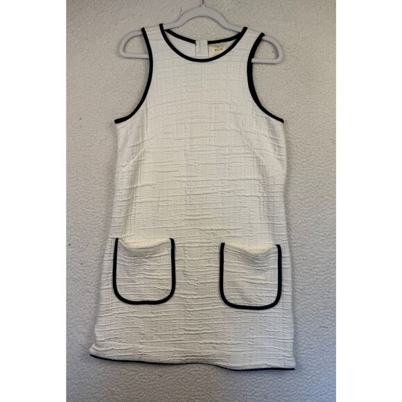 Maeve By Anthropologie Patch Pocket‎ Mini Dress Ivory Black Trim Small Mod 60s - Picture 1 of 7